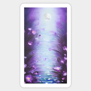 Moonlight Waters Purple Magic Flowers Sticker